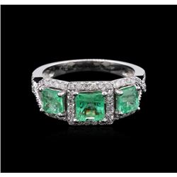 14KT White Gold 1.40ctw Emerald and Diamond Ring
