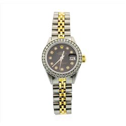 Rolex Ladies Two Tone 14KT yellow Gold 1.00ctw Diamond Datejust Wristwatch