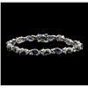 Image 1 : 14KT White Gold 9.09ctw Blue Sapphire and Diamond Bracelet