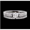 Image 2 : 18KT White Gold 0.90ctw Diamond Wedding Band and Ring