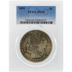 1891 $1 Morgan Silver Dollar Coin PCGS Graded MS65