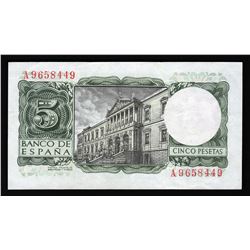 1954 5 Pesetas Spain Currency Note