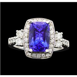 14KT White Gold 4.00ct Tanzanite and Diamond Ring