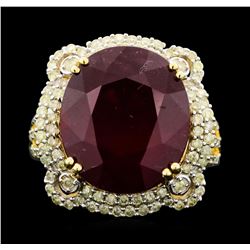 14KT Yellow Gold 16.70ct Ruby and Diamond Ring