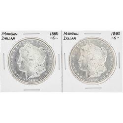 Set of (2) 1880-S $1 Morgan Silver Dollar Coins