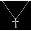 Image 1 : 14KT White Gold 0.25ctw Diamond Cross Pendant with Chain