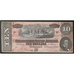 1864 $10 The Confederate States of America Note