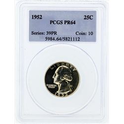 1952 Washington Proof Quarter Coin PCGS PR64