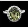 Image 1 : 14KT White Gold 3.00ct Green Tourmaline and Diamond Ring