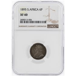 1895 South Africa 6 Pence Coin NGC XF40