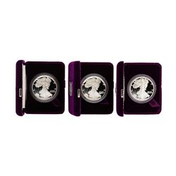 1986-1988 1oz American Silver Eagle Proof Coins with Box
