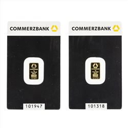 Lot of (2) Commerzbank 1 gram .9999 Gold Bars