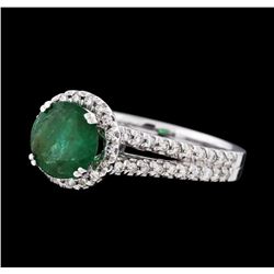 14KT White Gold 1.23ct Emerald and Diamond Ring