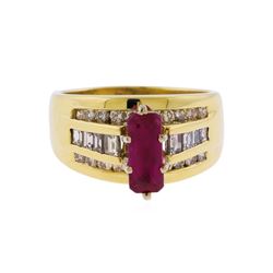 14KT Yellow Gold 1.25ct Ruby and Diamond Ring