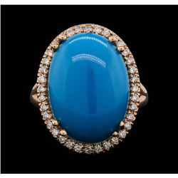 14KT Rose Gold 9.91ct Turquoise and Diamond Ring