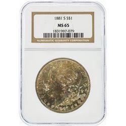 1881-S $1 Morgan Silver Dollar NGC Graded MS65