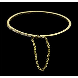 14KT Yellow Gold 1.00ctw Diamond Bangle Bracelet with Safety Chain