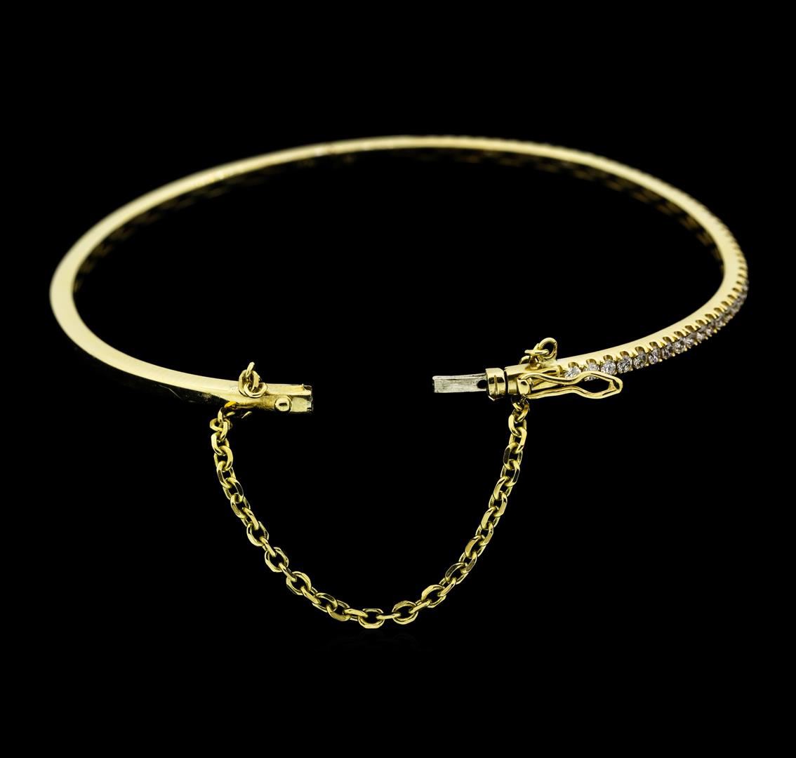 14KT Yellow Gold 1.00ctw Diamond Bangle Bracelet with Safety Chain