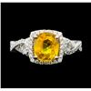 Image 1 : Platinum 2.37ct Yellow Sapphire and Diamond Ring