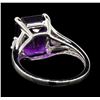 Image 3 : 14KT White Gold 5.46ct Amethyst and Diamond Ring