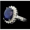 Image 2 : 14KT White Gold 8.57ct Sappire and Diamond Ring