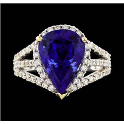14KT White Gold 6.13ct Tanzanite and Diamond Ring