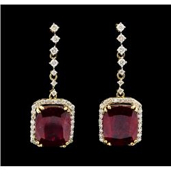 14KT Yellow Gold 13.94ctw Ruby and Diamond Earrings
