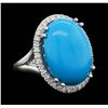 Image 1 : 14KT White Gold 8.18ct Turquoise and Diamond Ring