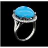 Image 4 : 14KT White Gold 8.18ct Turquoise and Diamond Ring