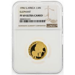 1996 South Africa 1/4 Natura Elephant 1/4 oz Gold Coin NGC PF69 Ultra Cameo