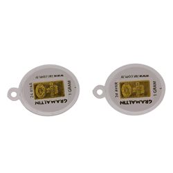 Set of (2) 1 gram 995.0 Fine Gold Bars Gramaltin Key Chain Case