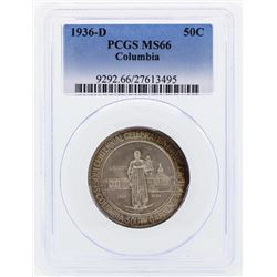 1936-D Columbia Commemorative Half Dollar Coin PCGS MS66