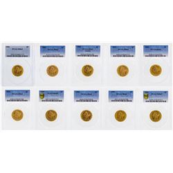 Lot of (10) $5 Libertry Head Half Eagle Gold Coin PCGS MS63