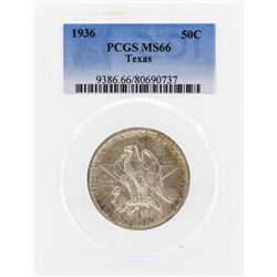 1936 Texas Commemorative Half Dollar Coin PCGS MS66