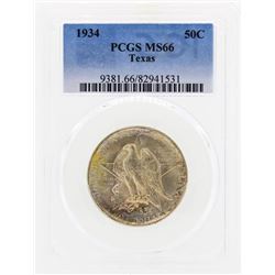 1934 Texas Commemorative Half Dollar Coin PCGS MS66