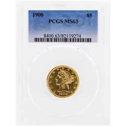 1900 $5 Libertry Head Half Eagle Gold Coin PCGS MS63
