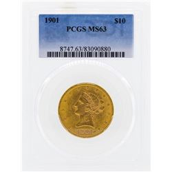 1901 $10 Liberty Head Eagle Gold Coin PCGS MS63