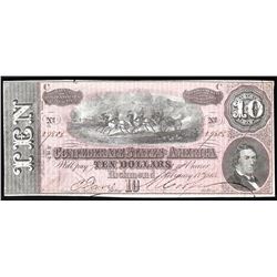 1864 $10 The Confederate States of America Note