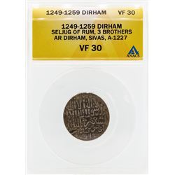 1249-1259 Dirham Seljug of Rum 3 Brothers Coin ANACS VF30