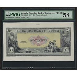 1917 $20 The Canadian Bank of Commerce Proof Note PMG Choice AU 58EPQ