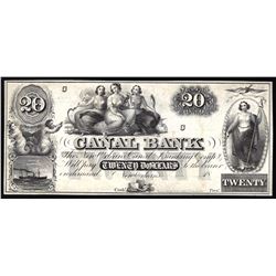 1800s $20 Canal Bank of New Orleans Obsolete Bank Note