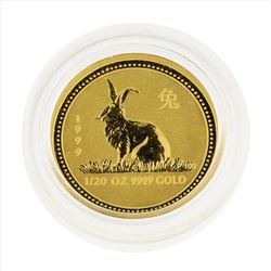 1999 $5 Australia 1/20 oz Lunar Year of the Rabbit Gold Coin