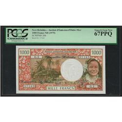1975 New Hebrides 1000 Francs Currency Note PCGS Superb Gem New 67PPQ