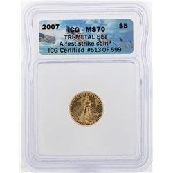 2007 $5 American Gold Eagle Coin ICG MS70