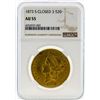 Image 1 : 1873-S Closed 3 $20 Liberty Head Double Eagle Gold Coin NGC AU55