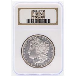 1881 $1 Morgan Silver Dollar Coin NGC MS64