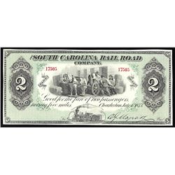 1873 The South Carolina Rail Road Company Obsolete Bank Note