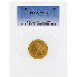 1900 $5 Libertry Head Half Eagle Gold Coin PCGS MS63