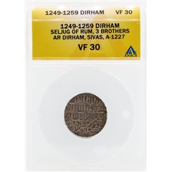 1249-1259 Dirham Seljug of Rum 3 Brothers Coin ANACS VF30