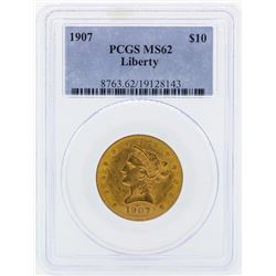 1907 $10 Liberty Head Eagle Gold Coin PCGS MS62